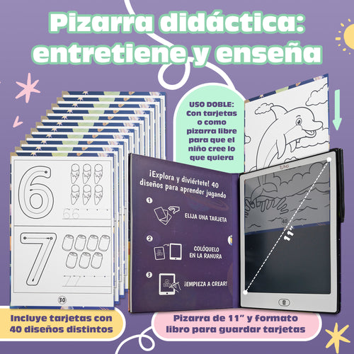 Pizarra Magica Infantil 11 Pulgadas 40 Tarjetas Incluídas