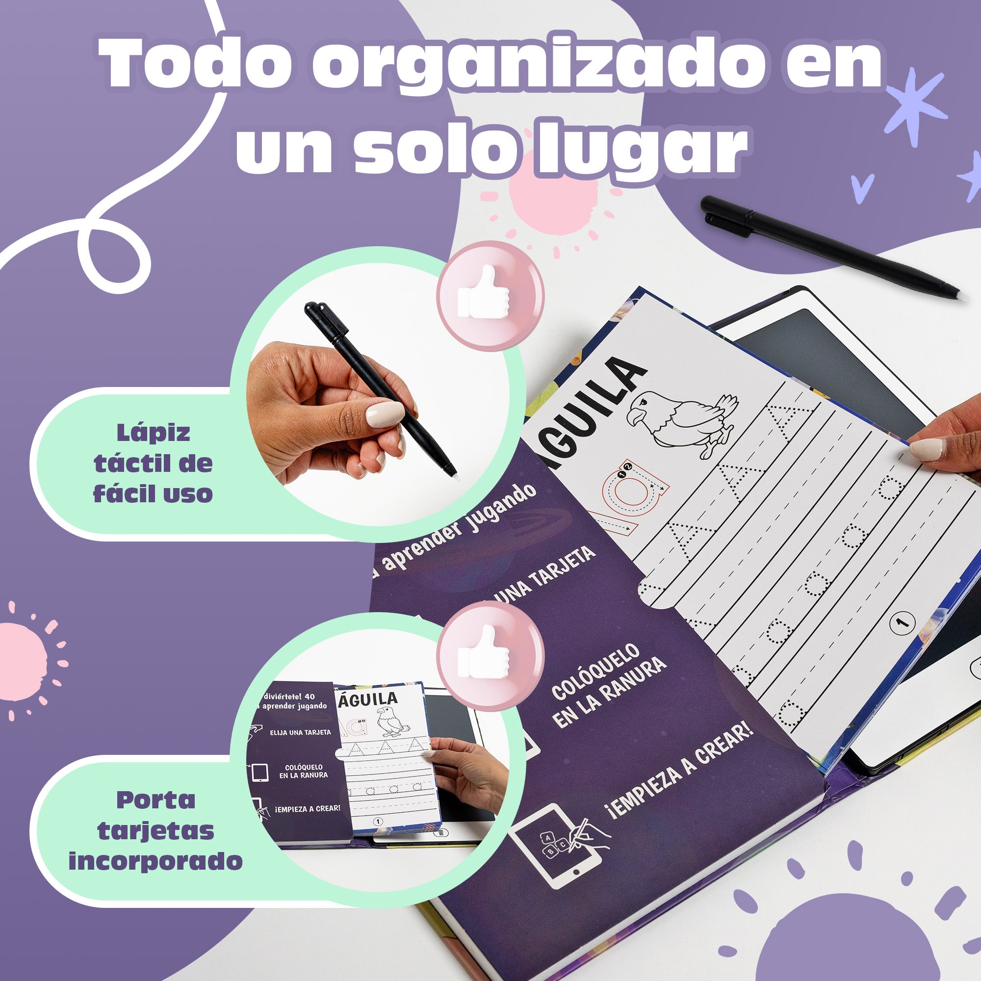 Pizarra Magica Infantil 11 Pulgadas 40 Tarjetas Incluídas