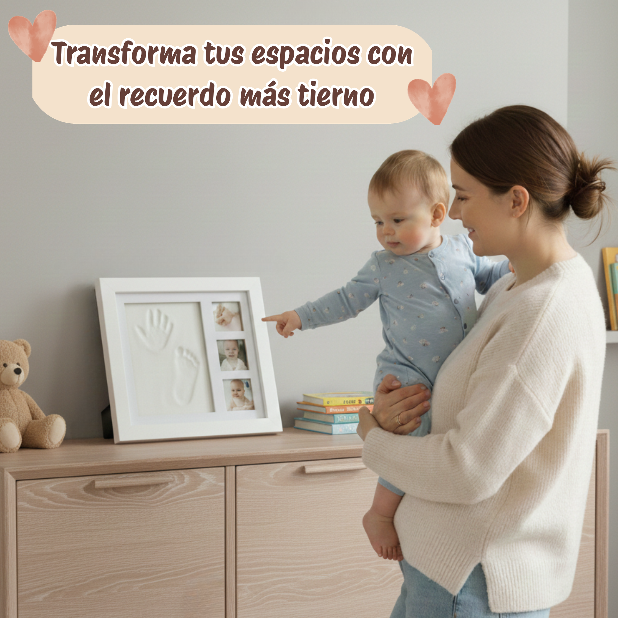 Marco Huellas Bebé Recién Nacido con Arcilla Flexible