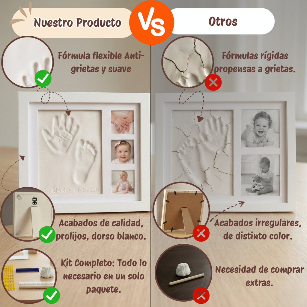 Marco Huellas Bebé Recién Nacido con Arcilla Flexible