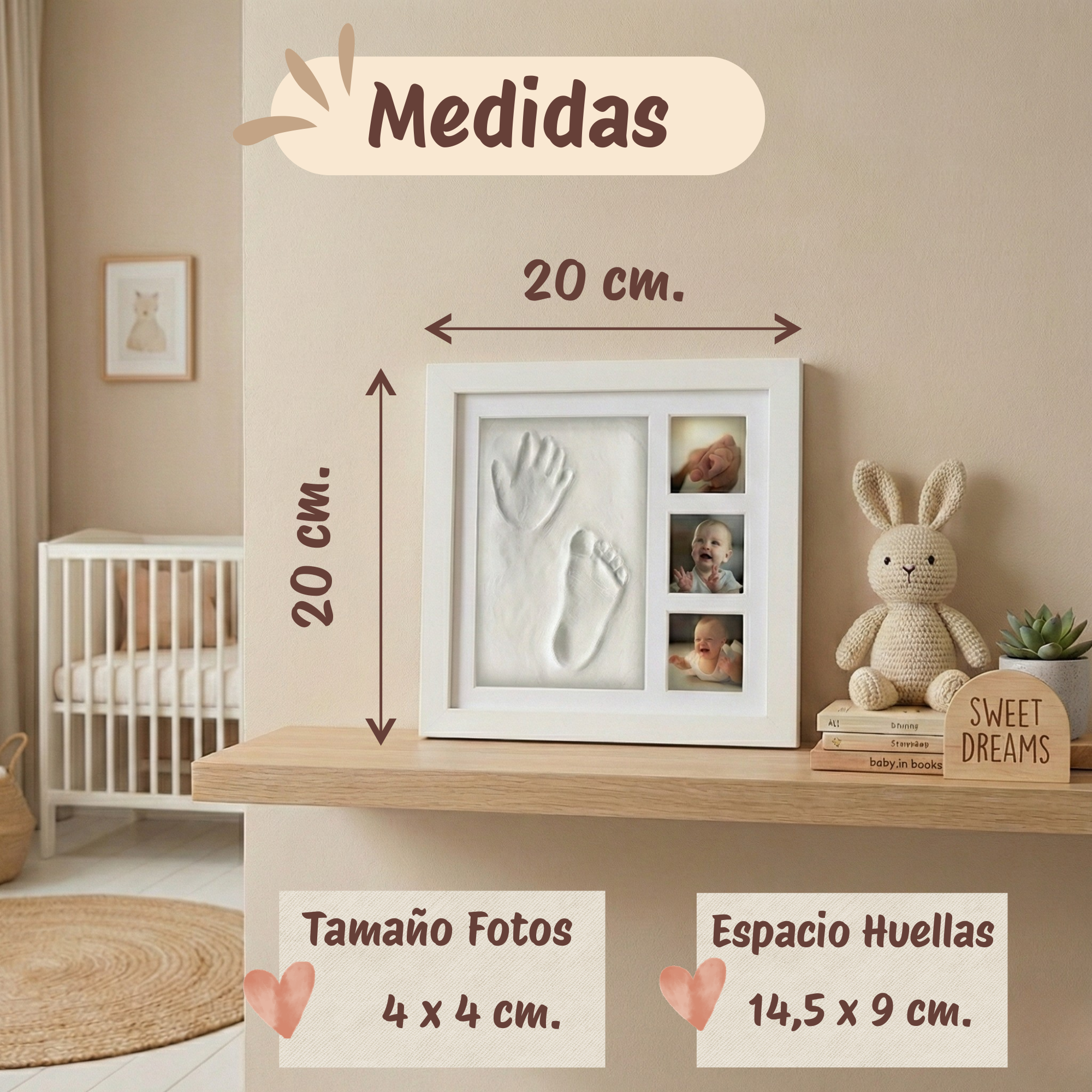 Marco Huellas Bebé Recién Nacido con Arcilla Flexible