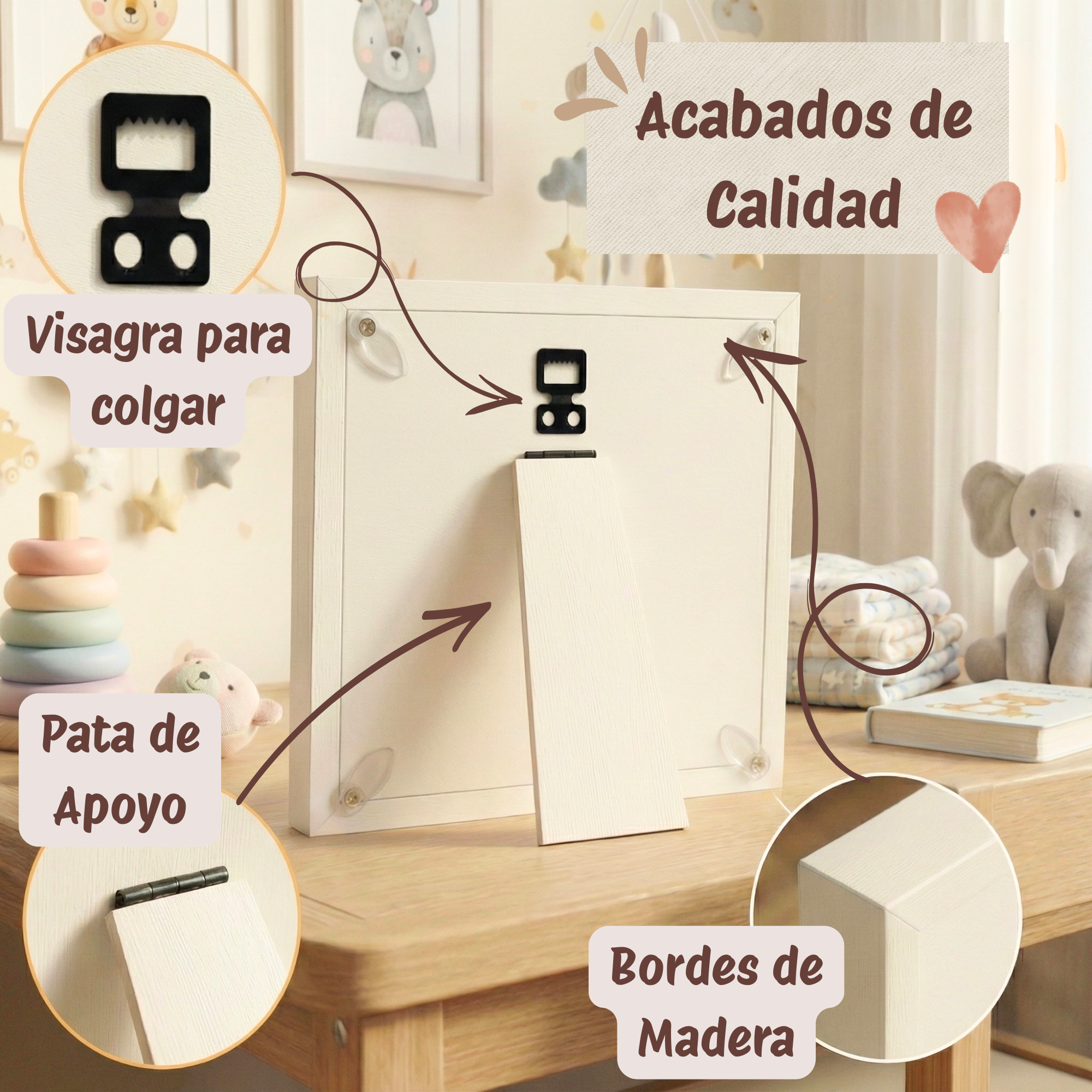 Marco Huellas Bebé Recién Nacido con Arcilla Flexible